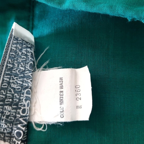 VINTAGE 80s Top Size Medium Semi Sheer Cotton Kelly Green Short Poof Sleeves - Picture 10 of 11